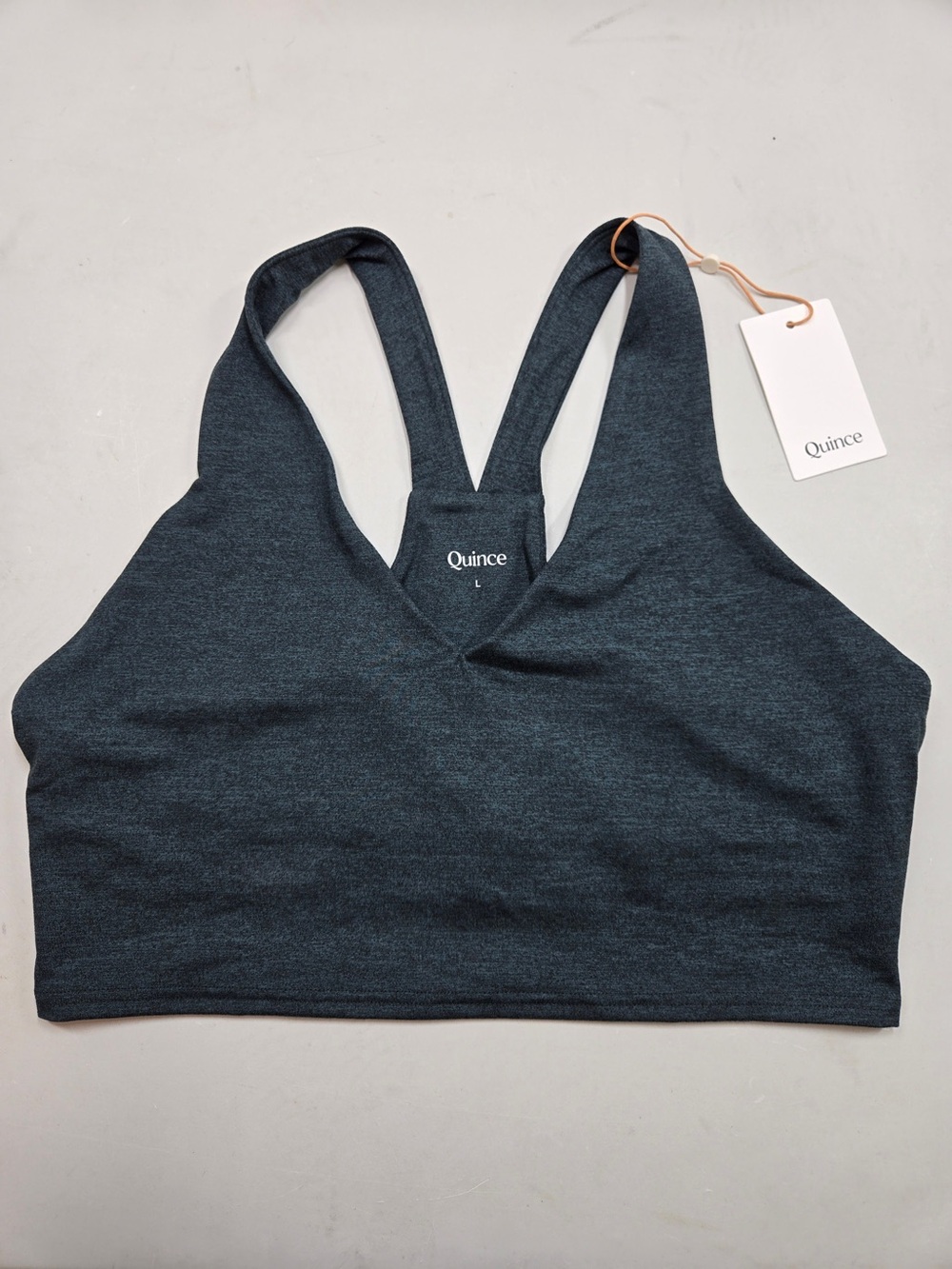 NWT QUINCE Ultra-Soft V-Neck Cropped Tank Large Heather Green 9255 - Picture 4 of 11